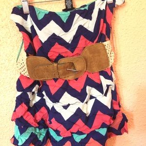 Strapless shirt w. Belt